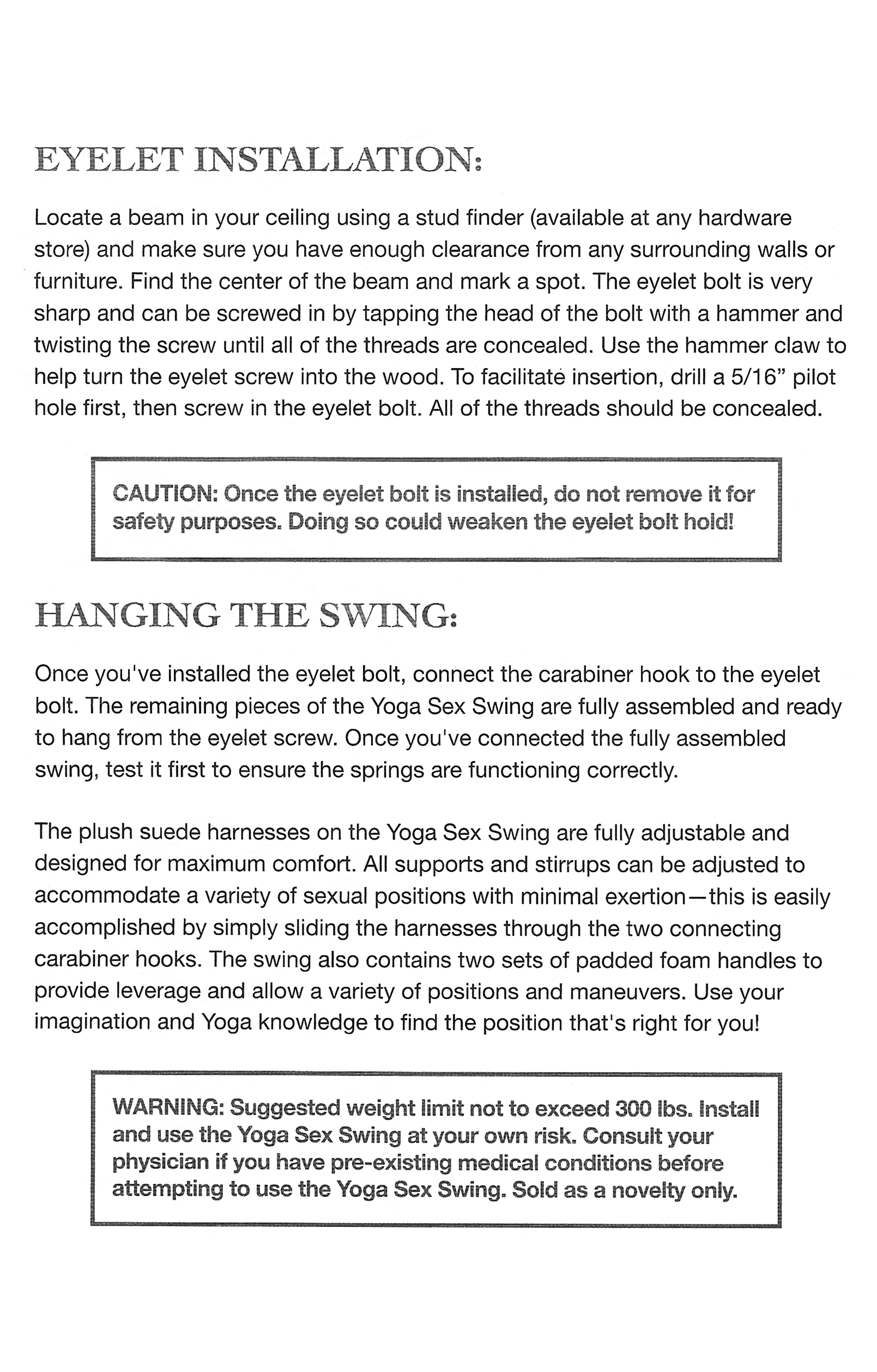Fetish fantasy yoga swing instructions page 2