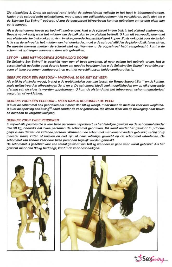 TLC Spinning Love Swing Instruction booklet page 11 - remaining dutch instructions